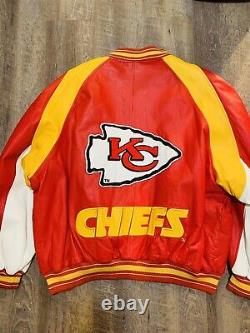 Vintage KANSAS CITY CHIEFS Leather Jacket G-3 Carl Banks 3xl NFL SUPER BOWL