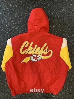 Vintage Kansas City Chiefs Logo 7 Hooded Jacket Men XL Puffer Mahomes Hill Kelce