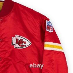 Vintage Kansas City Chiefs NFL Satin Starter Jacket Mahomes Super Bowl Sz Large