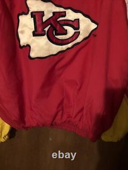 Vintage Kansas City Chiefs Starter Hooded Jacket Full Zip Size Large Red Yellow