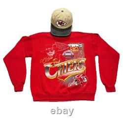 Vintage Kansas City Chiefs Sweatshirt Mens Medium Red WithHat Super Bowl Swift MNF