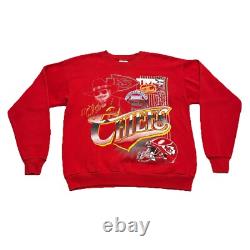 Vintage Kansas City Chiefs Sweatshirt Mens Medium Red WithHat Super Bowl Swift MNF