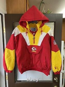 Vintage STARTER Kansas City Chiefs NFL Football Jacket Pullover Puffer Coat Vtg