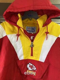 Vintage STARTER Kansas City Chiefs NFL Football Jacket Pullover Puffer Coat Vtg