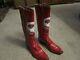 Vintage Custom Women's Kc Chiefs Boots, Hand Made Super Bowl Iv By Hyer Boot Co