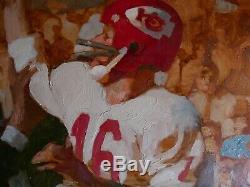 1967 Super Bowl Packers De Green Bay Kc Chiefs Orig Peinture À L'huile Daniel Schwartz