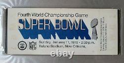 1970 Super Bowl IV Rare Noir Plein Billet Inutilisé Psa Kansas City Chiefs Vikings