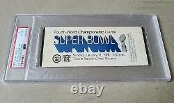 1970 Super Bowl IV Rare Noir Plein Billet Inutilisé Psa Kansas City Chiefs Vikings