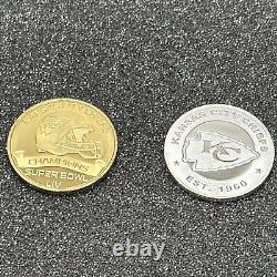 2020 Kansas City Chiefs Super Bowl LIV 2 Coin Set 24k Plaqué Or Et Argent Fin