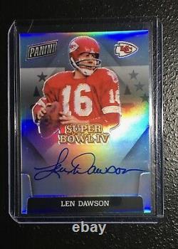 2021 Donruss Len Dawson Auto Silver Holo Refracteur Super Bowl Chefs Autographe