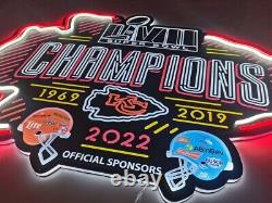 2022 Kansas City Chiefs 3 pi x 2 pi champions, enseigne néon LED, grotte de l'homme, bar sportif