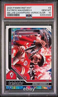 2023-2024 Panini Instant Patrick Mahomes II Super Bowl #2 Versicolor /5 PSA 10 	<br/>	 

<br/> 
Traduction en français: 2023-2024 Panini Instant Patrick Mahomes II Super Bowl #2 Versicolor /5 PSA 10