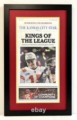 2 2023 et 2024 Kansas City Chiefs Super Bowl Championnats Encadrés VRAIS Journaux