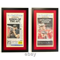 2 2024 Kansas City Chiefs Super Bowl et Championnat AFC Journaux Réels Encadrés
