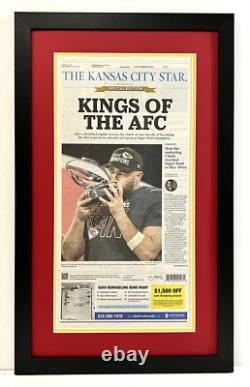 2 2024 Kansas City Chiefs Super Bowl et Championnat AFC Journaux Réels Encadrés