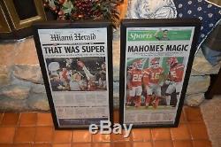 2 Set Kansas City Chiefs Framed Complete Journaux Super Bowl 54 Mahomes