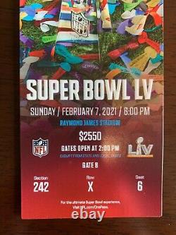 2 Stubs Super Bowl LV 55 Kansas City Chiefs Vs Tampa Bay Buccaneers