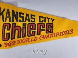 Afl Kansas City Chiefs Vintage 1969 Champions Du Monde Équipe Pennant Lire Rare