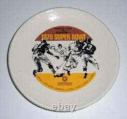 Assiette Super Bowl IV de 1970 KC Chiefs vs Vikings 4 1/4 assiette en céramique Chrysler RARE