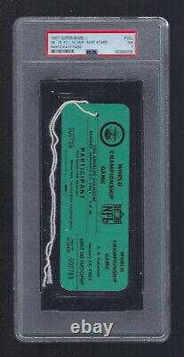 BILLET COMPLET DE PARTICIPANT AU SUPER BOWL I DE 1967 CHIEFS vs GREEN BAY PACKERS, PSA 7