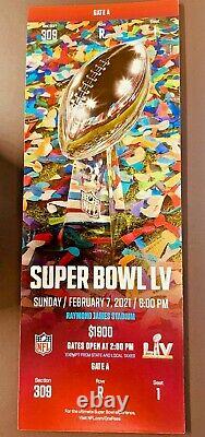 Billet Super Bowl LV 55 Kansas City Chiefs Tampa Bay Buccaneers 2/7/2021 Mint
