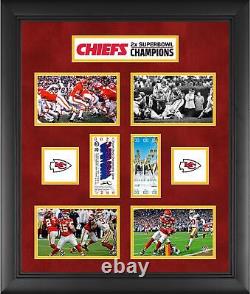 Cadre des Kansas City Chiefs 23 x 27, collage de billets champion du Super Bowl 2 fois
