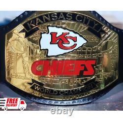 Ceinture de championnat du Super Bowl des Kansas City Chiefs KC en cuir taille adulte 2mm nouvelle