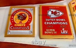 Ceinture de championnat du Super Bowl des Kansas City Chiefs de la NFL en laiton blanc de 4 mm