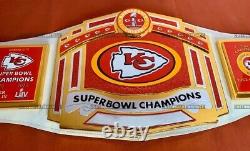 Ceinture de championnat du Super Bowl des Kansas City Chiefs de la NFL en laiton blanc de 4 mm