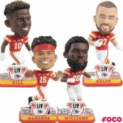 'Champions du Super Bowl LIV de la NFL Kansas City Chiefs Mini Bobbleheads 4-pack Set'