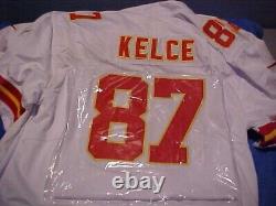 Chefs Kelce 87 Superbowl 58 Maillot Blanc Nike Homme Sur Le Terrain Cousu KC XXL 2XL