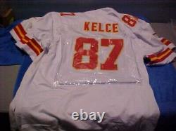 Chefs Kelce 87 Superbowl 58 Maillot Blanc Nike Homme Sur Le Terrain Cousu KC XXL 2XL