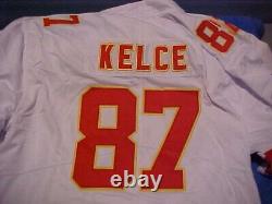 Chefs Kelce 87 Superbowl 58 Maillot Blanc Nike Homme Sur Le Terrain Cousu KC XXL 2XL