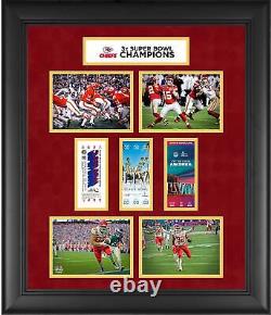 Chiefs de Kansas City Encadrés 20x24 Super Bowl LVII Champs 3 fois Ticket Collage