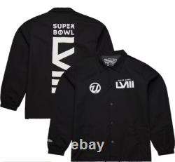 Collection Usher Super Bowl LVIII Mitchell & Ness Veste Coach à Boutons Pleins GRANDE