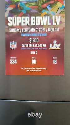 Deux Stubs Super Bowl LV 55 Kansas City Chiefs Tampa Bay Buccaneers 2/7/21