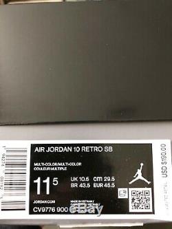 Ds Nike Air Jordan 10 Retro X Sb Super Bowl LIV Miami 49ers Chiefs Taille 11.5