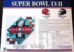 Embossage officiel de la NFL SB 57 Panneau de statistiques Chiefs contre Eagles (2023) 5- Il reste des impressions finales