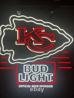 Enseigne LED NFL Kansas City CHIEFS ! Tout neuf ! Champions du Super Bowl Bud Light