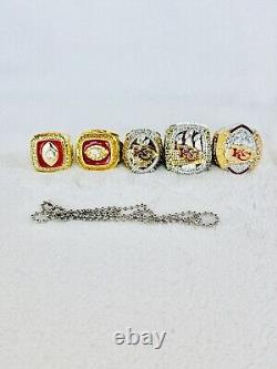 Ensemble complet de 5 bagues de championnat des Kansas City Chiefs