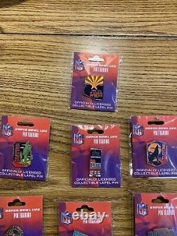Ensemble exclusif de 10 épinglettes du Super Bowl 57 de 2023 - Chiefs Eagles le 2/12/23