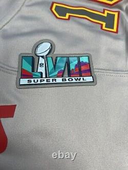 Grand maillot gris Atmosphere Nike Super Bowl 57 Pacheco 10 Chiefs avec écusson NWT.