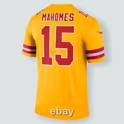 Hommes Kansas City Chiefs Patrick Mahomes Nike Gold Inverted Legend Jersey Taille L