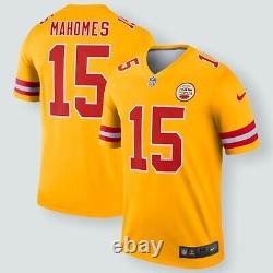 Hommes Kansas City Chiefs Patrick Mahomes Nike Gold Inverted Legend Jersey Taille L