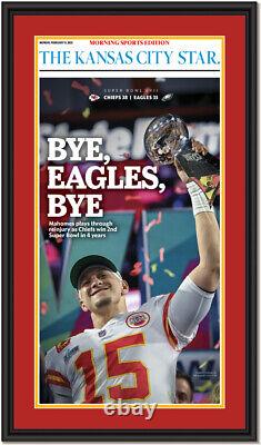 Impression encadrée de la première page du Super Bowl des Chiefs de Kansas City 2023 - Au revoir, Eagles, au revoir