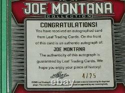 Joe Montana Auto 2020 Leaf Carte De Football En Métal /25 San Francisco 49ers Chefs