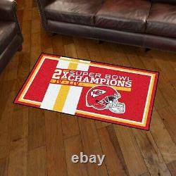 Kansas City Chiefs 2x Super Bowl Champions 3' X 5' Decorative Plush Area Rug