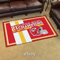 Kansas City Chiefs 2x Super Bowl Champions 4' X 6' Decorative Plush Area Rug