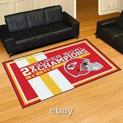 Kansas City Chiefs 2x Super Bowl Champions 5' X 8' Decorative Plush Area Rug
