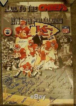 Kansas City Chiefs 50 Ans 1970 Super Bowl Équipe Signé Adn Litho Le Psa